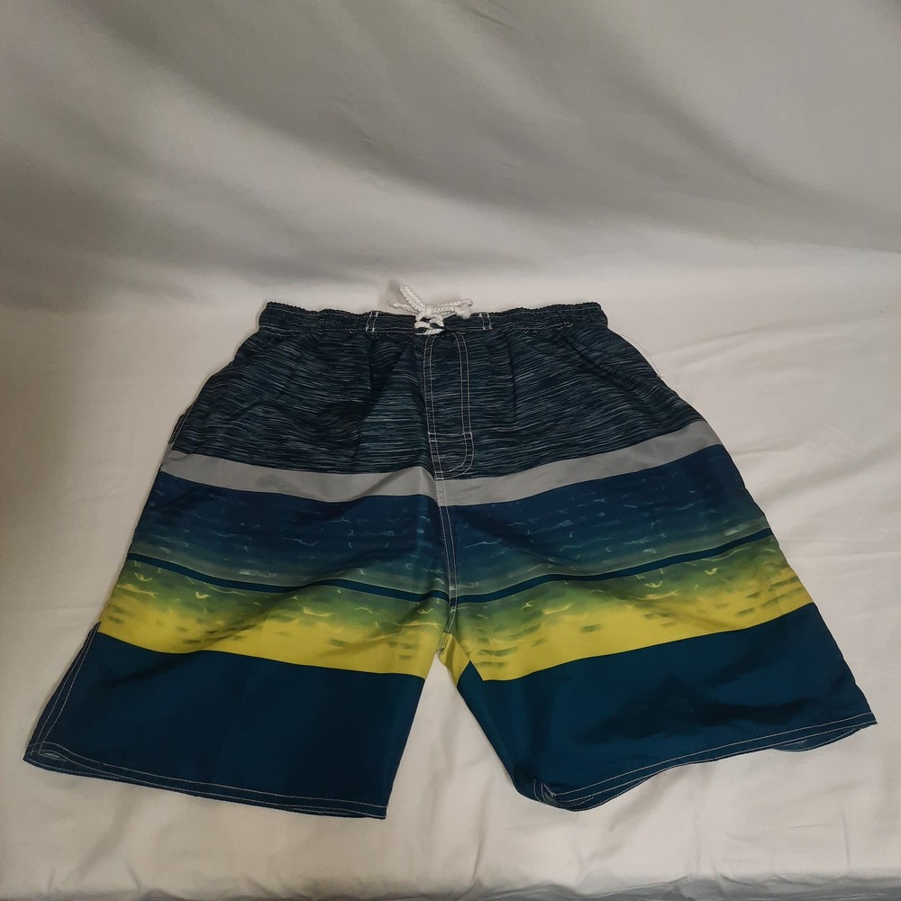 New Quad Seven multi color stripe boys swim trunks 16/18